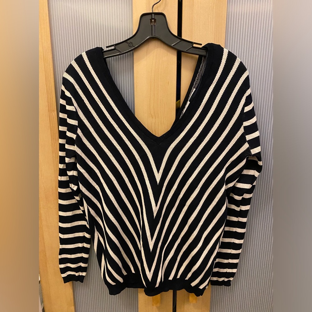 Zara knit deep v neckline long sleeve sweater Size Small
